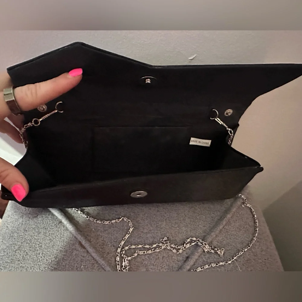 Chic Black and Silver Studded Clutch - Picture 3 of 3